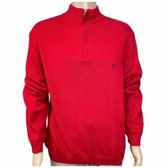 Chaps 1/4 Zip Pullover Red Knit Sweater XL - Picture 1 of 6